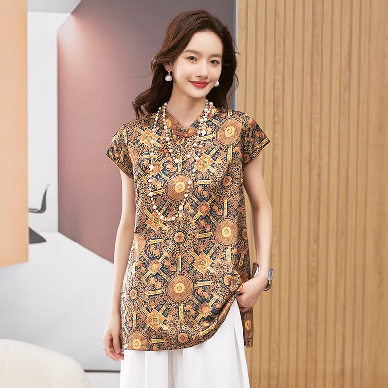 Blouses - Women's Blouse Short Sleeve Round Neck