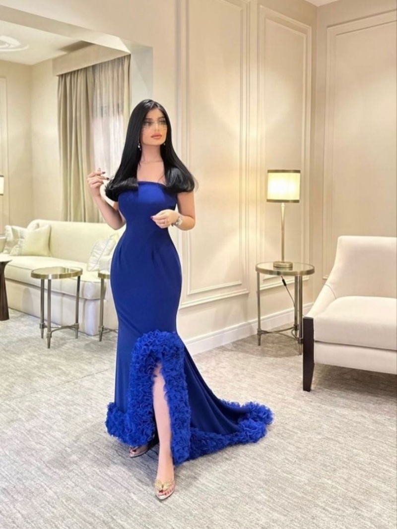 Elegant Satin Evening Gown Split - Customized Luxurious Elegant Evening Gown Dresses