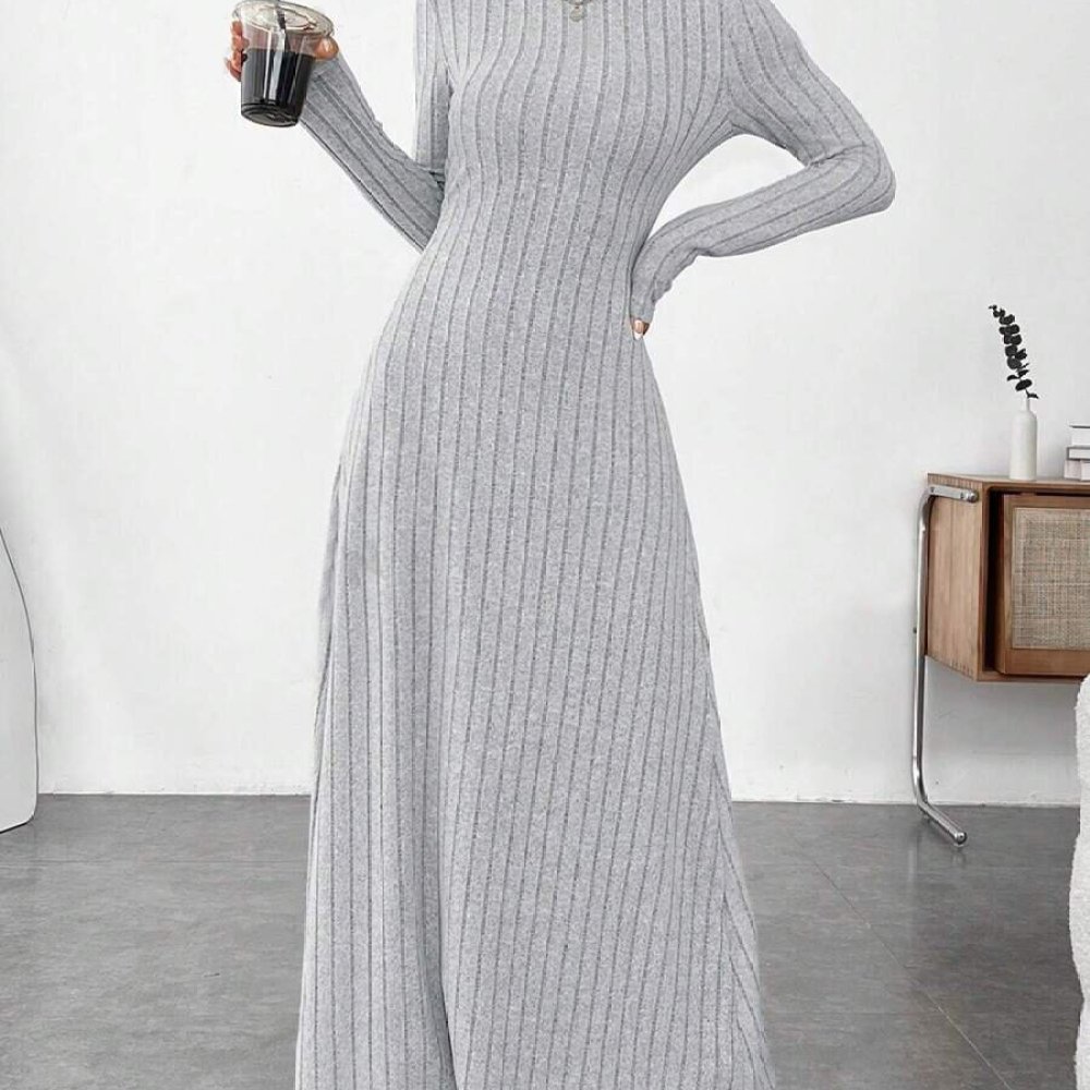 Elegant Autumn High Collar Lon - Bodycon Long Sleeve Ribbed Dress recension och pris