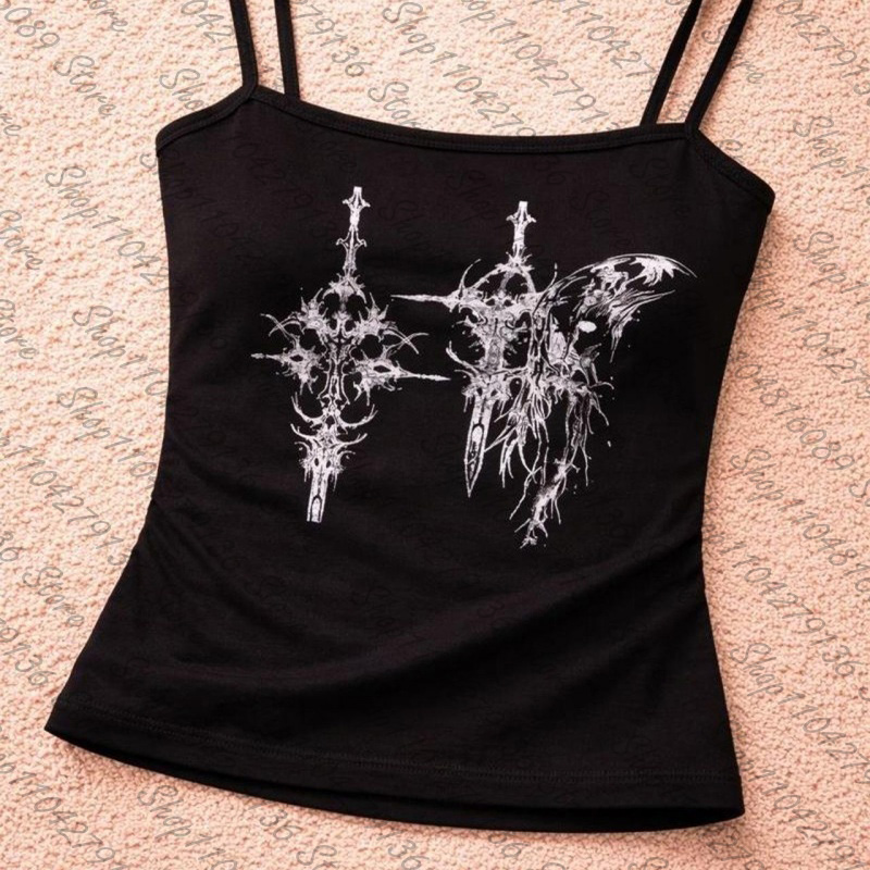 Gothic Women's Corset Tank Top - Y2K Graphic Baby Tee Crop recension och pris