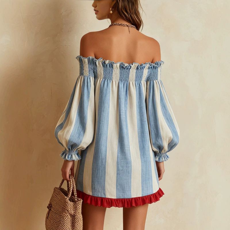 2026 Women Off‑the‑Shoulder Dr - Off Shoulder Puff Sleeve Sundress recension och pris