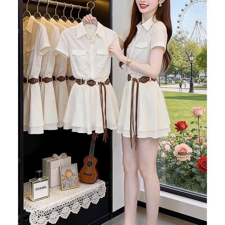 Korean Style Short Sleeve Shir - Korean Style A Line Shirt Dress recension och pris