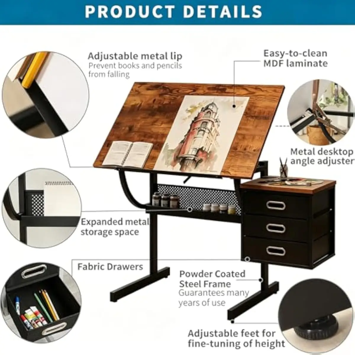 Drafting Desk with Adjustable  - Tops recension och pris