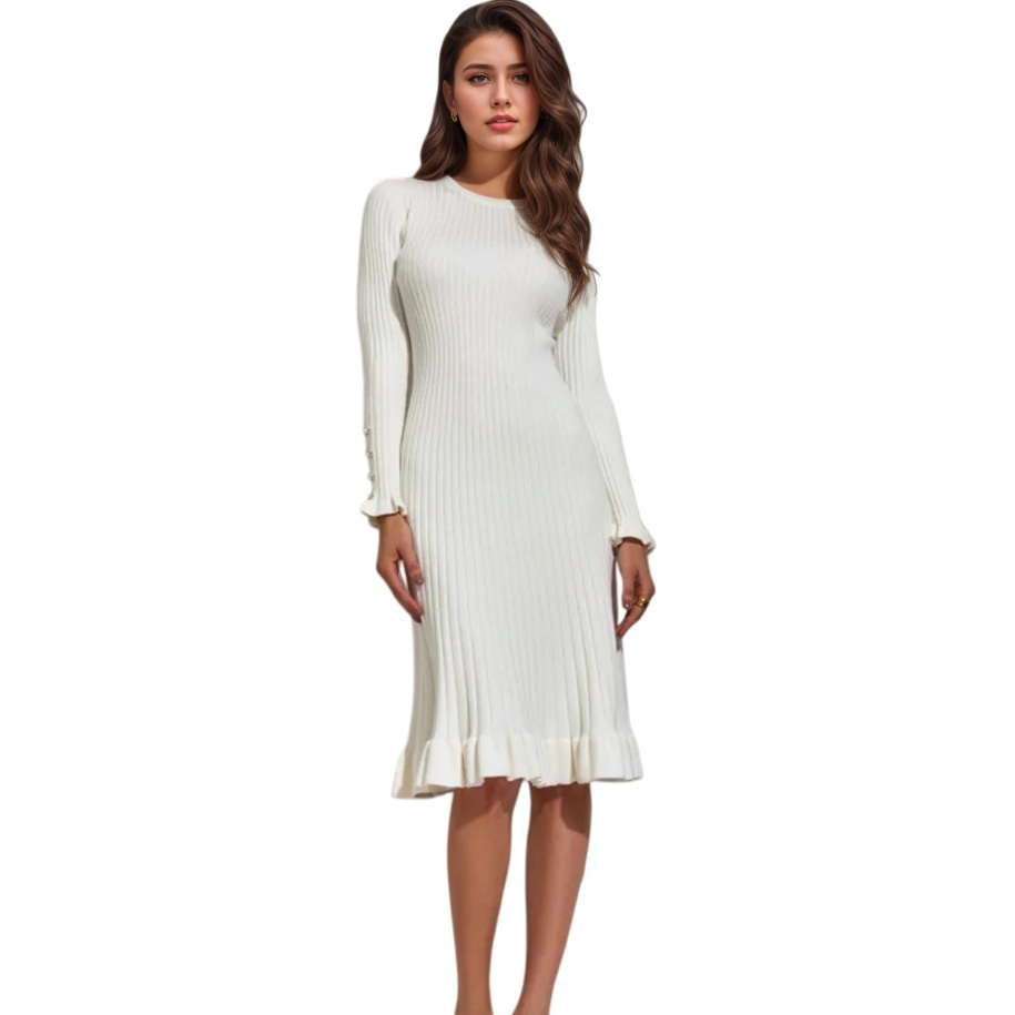 Women's Ribbed Knit Long Sleev - Bodycon Long Sleeve Ribbed Dress recension och pris