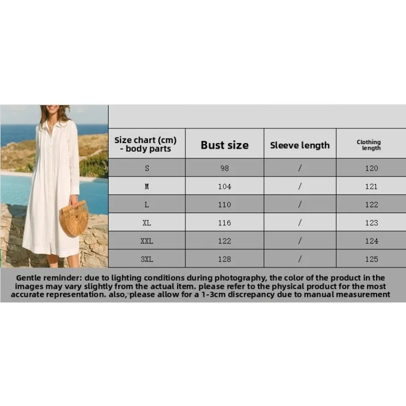 European Solid Long Dress Loos - Casual Loose Linen Shirt Dress recension och pris