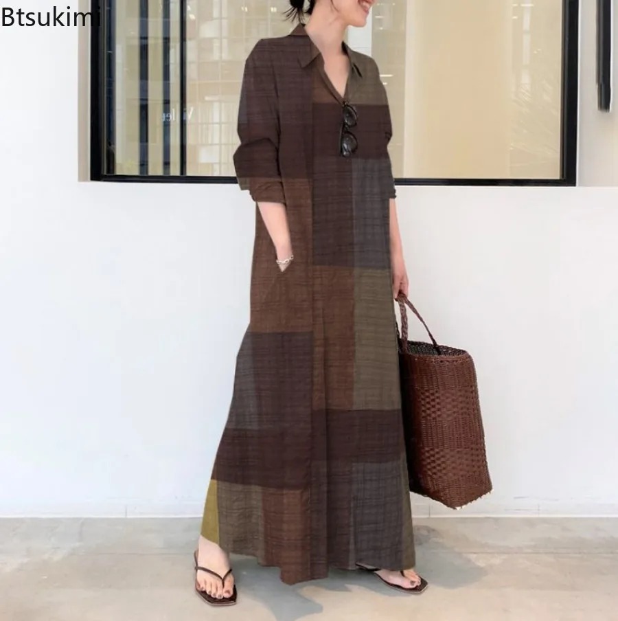 Fashion New Shirt Dress Women  - Casual Loose Linen Shirt Dress recension och pris