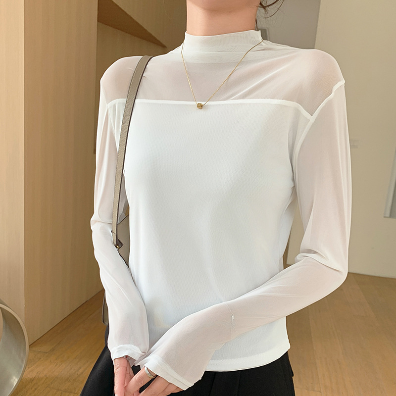Women’s Black Sheer Mesh Mock  - Blouses recension och pris
