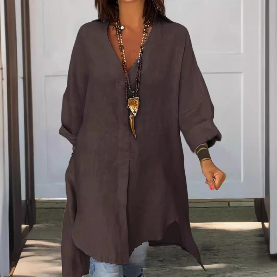 New 2024 Women's Casual Cotton - Casual Loose Linen Shirt Dress recension och pris