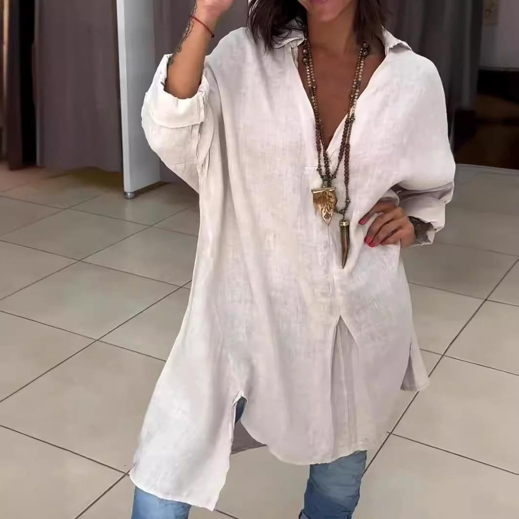 New 2024 Women's Casual Cotton - Casual Loose Linen Shirt Dress recension och pris