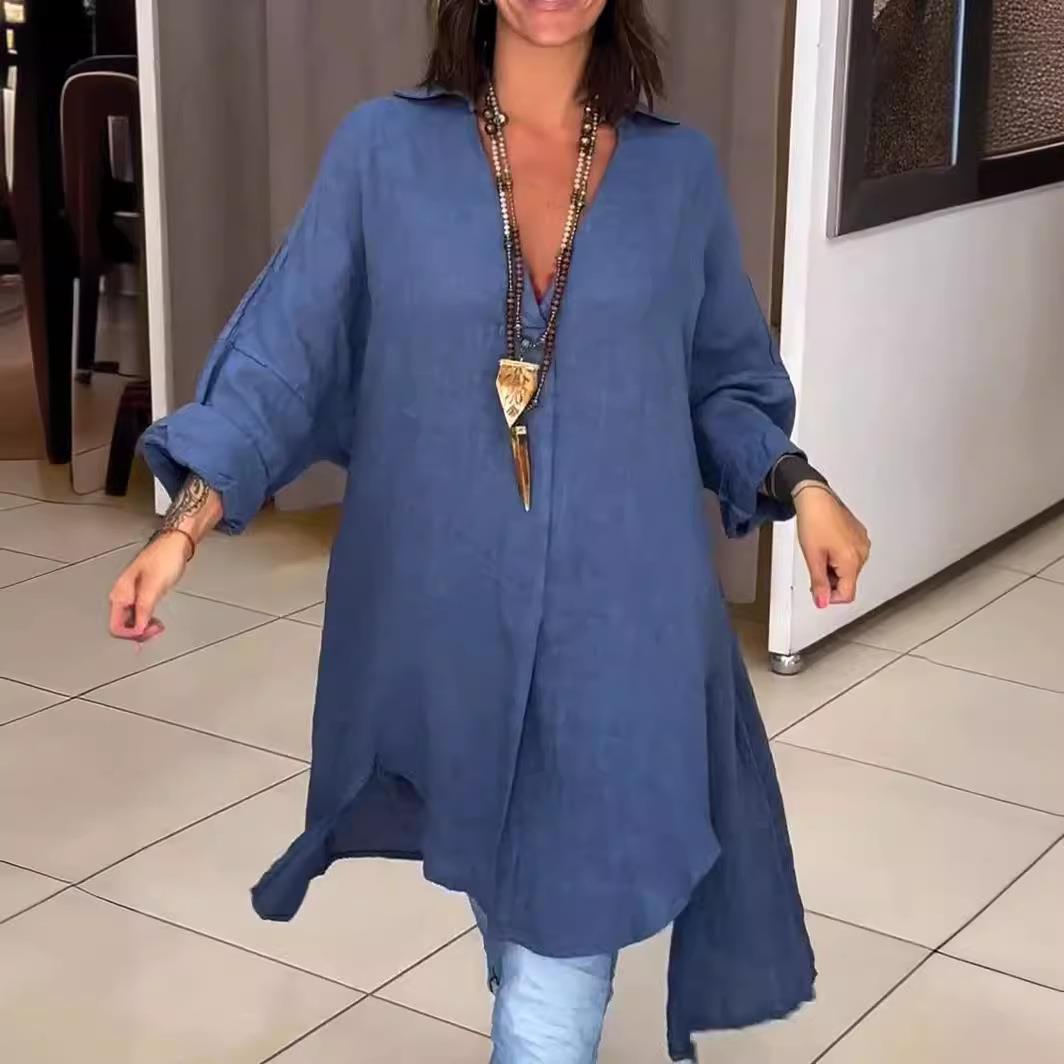 New 2024 Women's Casual Cotton - Casual Loose Linen Shirt Dress recension och pris