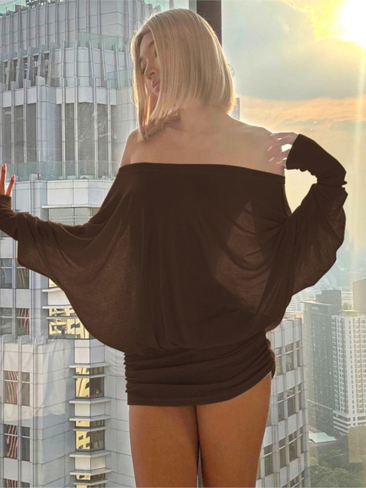 New Fashion Off Shoulder Sheer - Sexy Mesh Sheer Bodycon Dress recension och pris