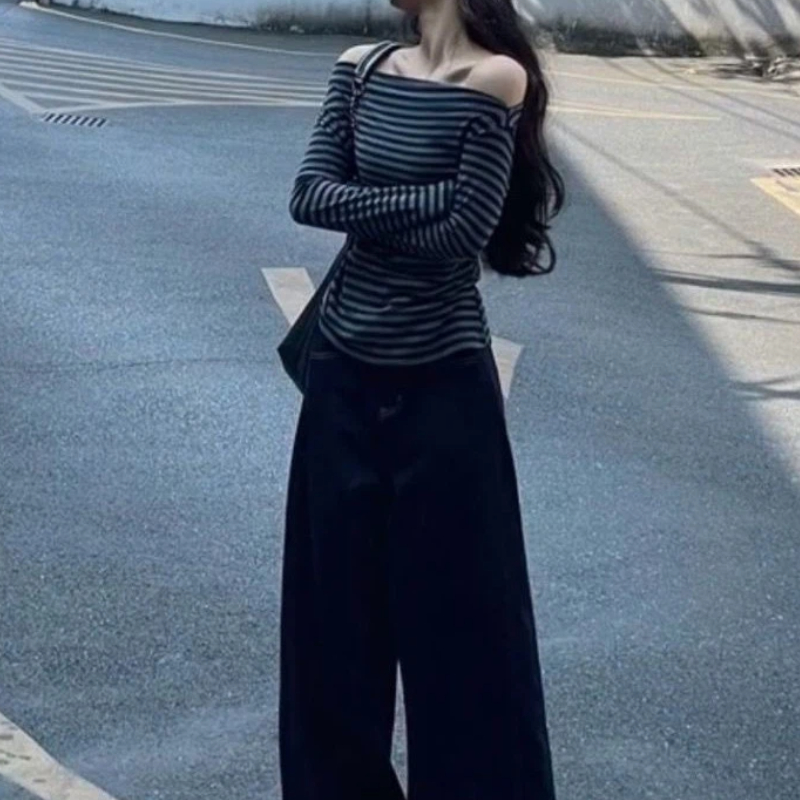Women Vintage Striped Off Shou - Blouses recension och pris