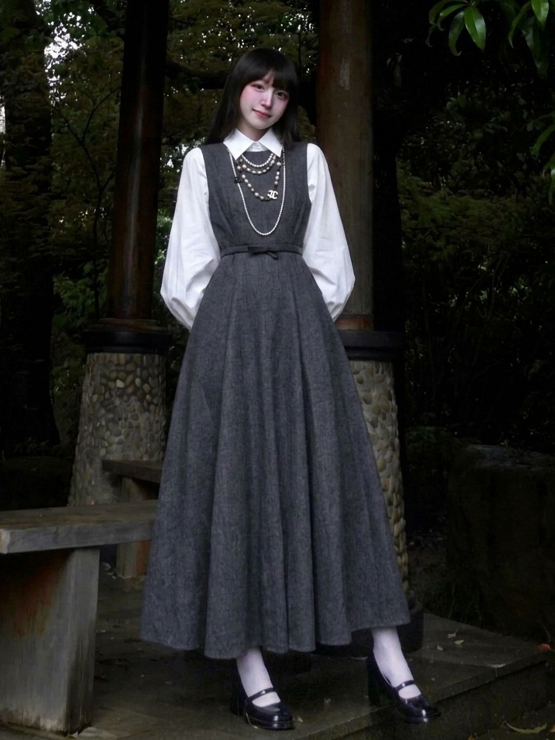 Korean Hepburn Style 2 Piece D - Korean Style A Line Shirt Dress recension och pris