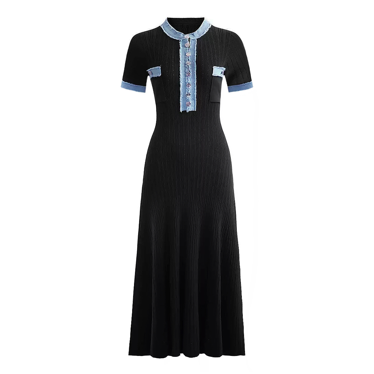 Ribbed Knit Mermaid Long Dress - Bodycon Long Sleeve Ribbed Dress recension och pris