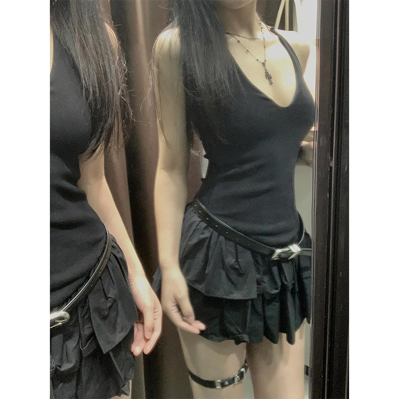 MEXZT Y2K Black Mini Dress Wom - Y2K Backless Halter Mini Dress recension och pris