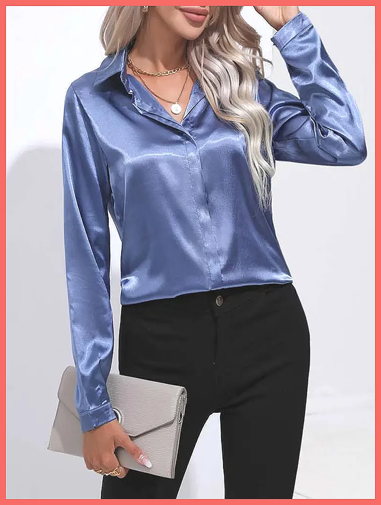 2025 Spring Summer Satin Shirt - Blouses recension och pris
