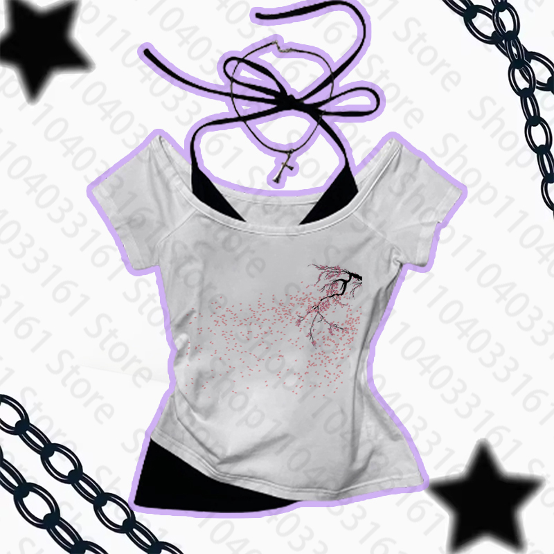 Aesthetic Gothic Punk Baby Tee - Y2K Graphic Baby Tee Crop recension och pris