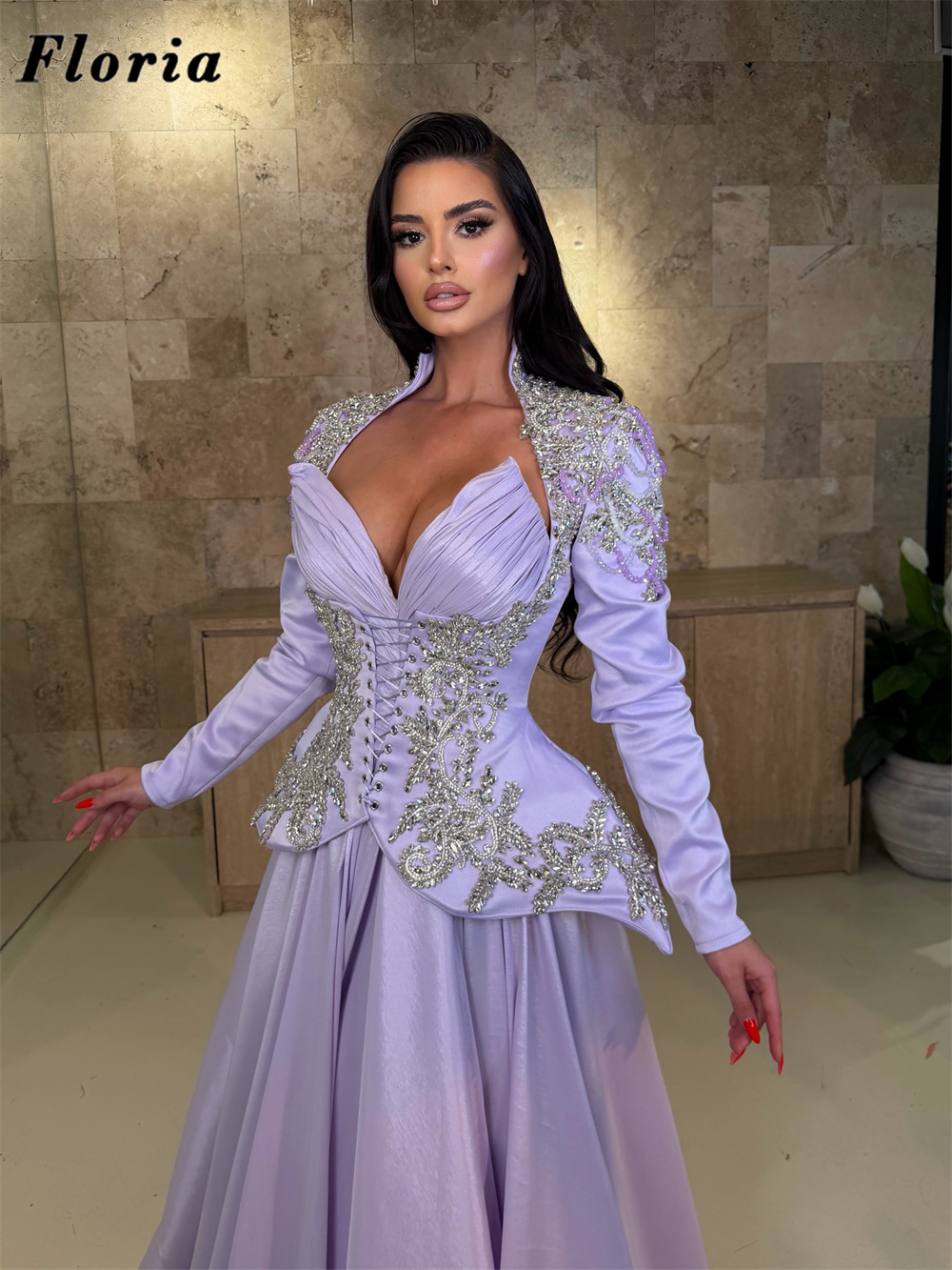 Lilac Elegant Three Pieces Bea - Elegant Satin Evening Gown Split recension och pris