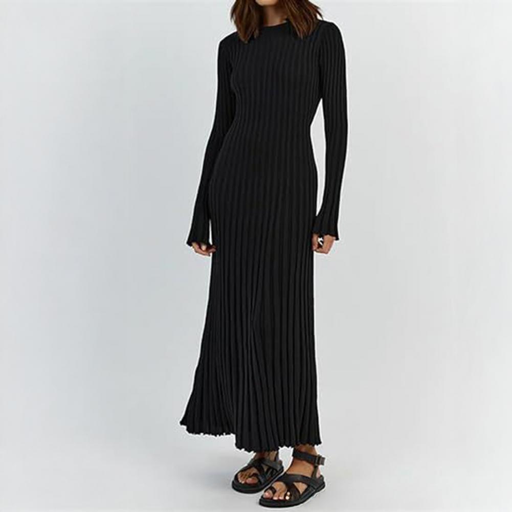 Ribbed Knit Dress Women's Long - Bodycon Long Sleeve Ribbed Dress recension och pris