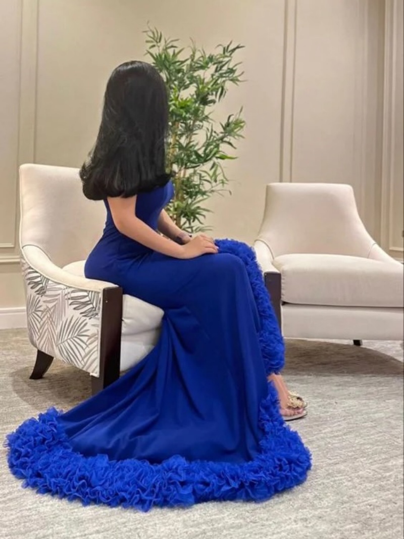 Customized Luxurious Elegant E - Elegant Satin Evening Gown Split recension och pris