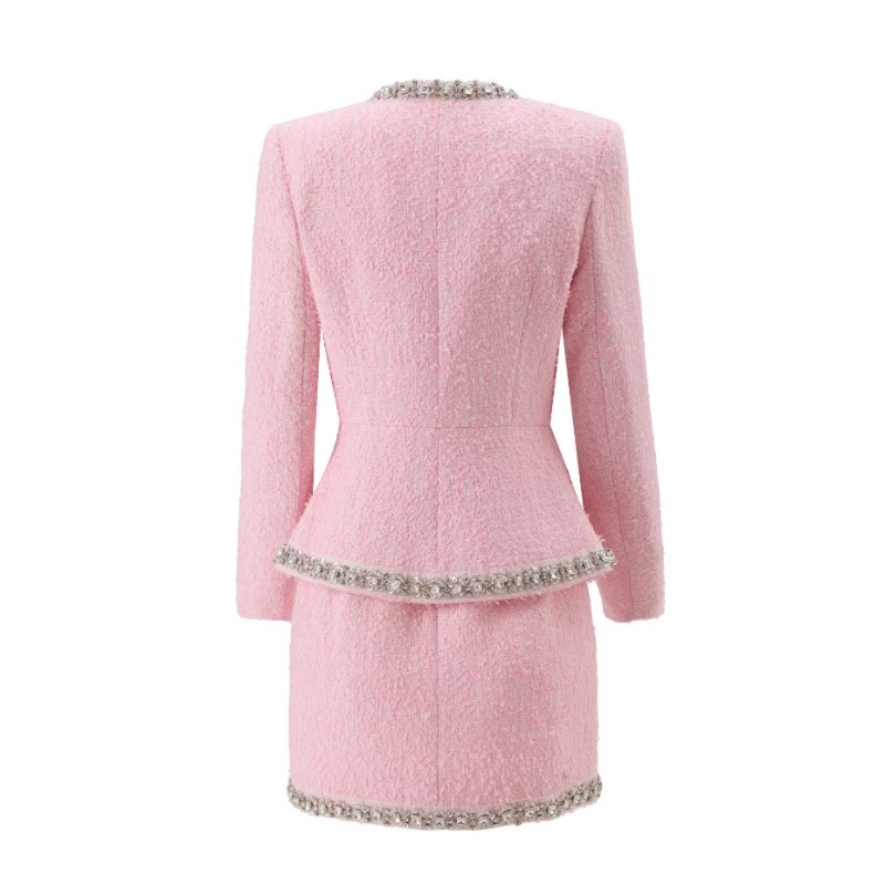 Premium Pink Tweed Women Two-P - Tweed Two Piece Blazer Dress recension och pris