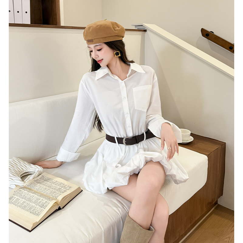 2025 Korean Style High-end Sen - Korean Style A Line Shirt Dress recension och pris