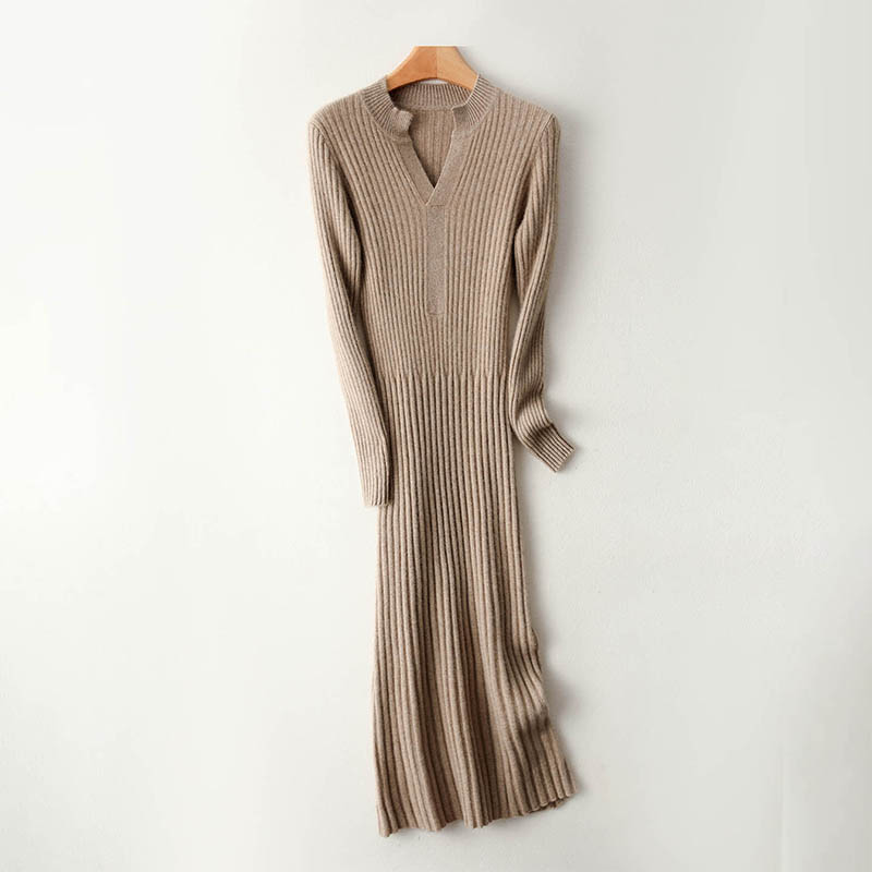 Smart Minimalist Ribbed 2025 W - Bodycon Long Sleeve Ribbed Dress recension och pris