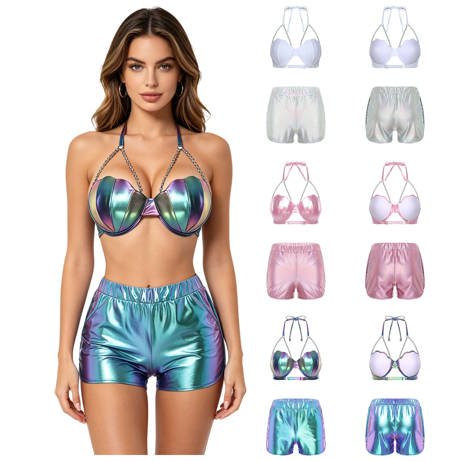 Women Metallic Shiny Swimwear  - Tops recension och pris