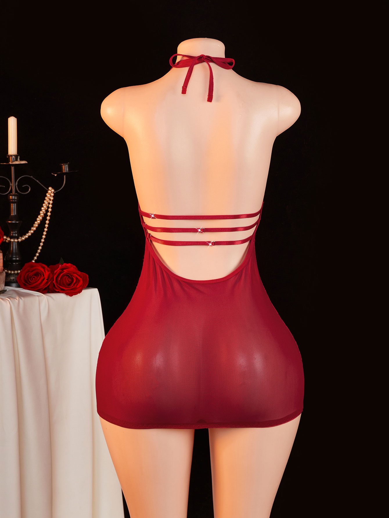 Sheer Lace Babydoll Women Halt - Sexy Mesh Sheer Bodycon Dress recension och pris