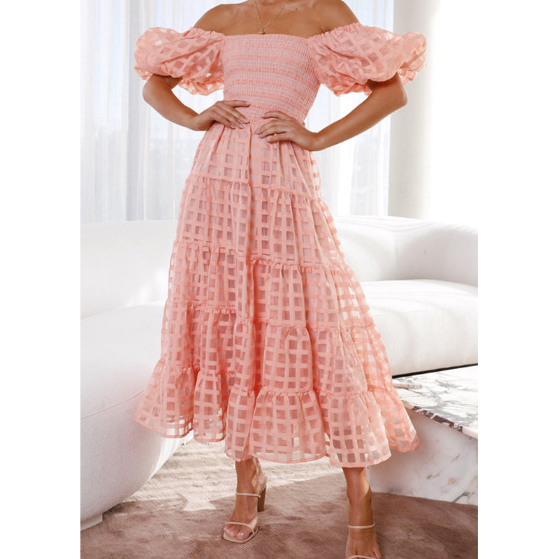 Elegant Off Shoulder Women's S - Off Shoulder Puff Sleeve Sundress recension och pris