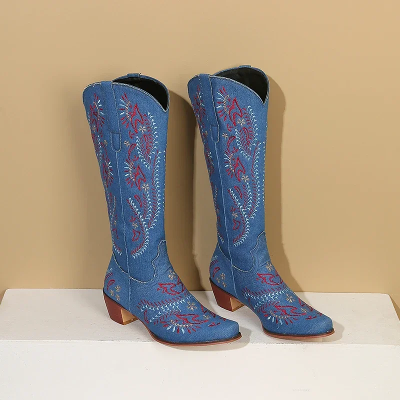 Blue Denim Western Cowgirl Kne - Jeans recension och pris