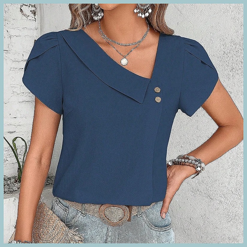 2024 Summer Vintage Solid Colo - Blouses recension och pris
