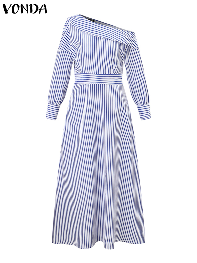 Plus Size 5XL VONDA Elegant Dr - Off Shoulder Puff Sleeve Sundress recension och pris